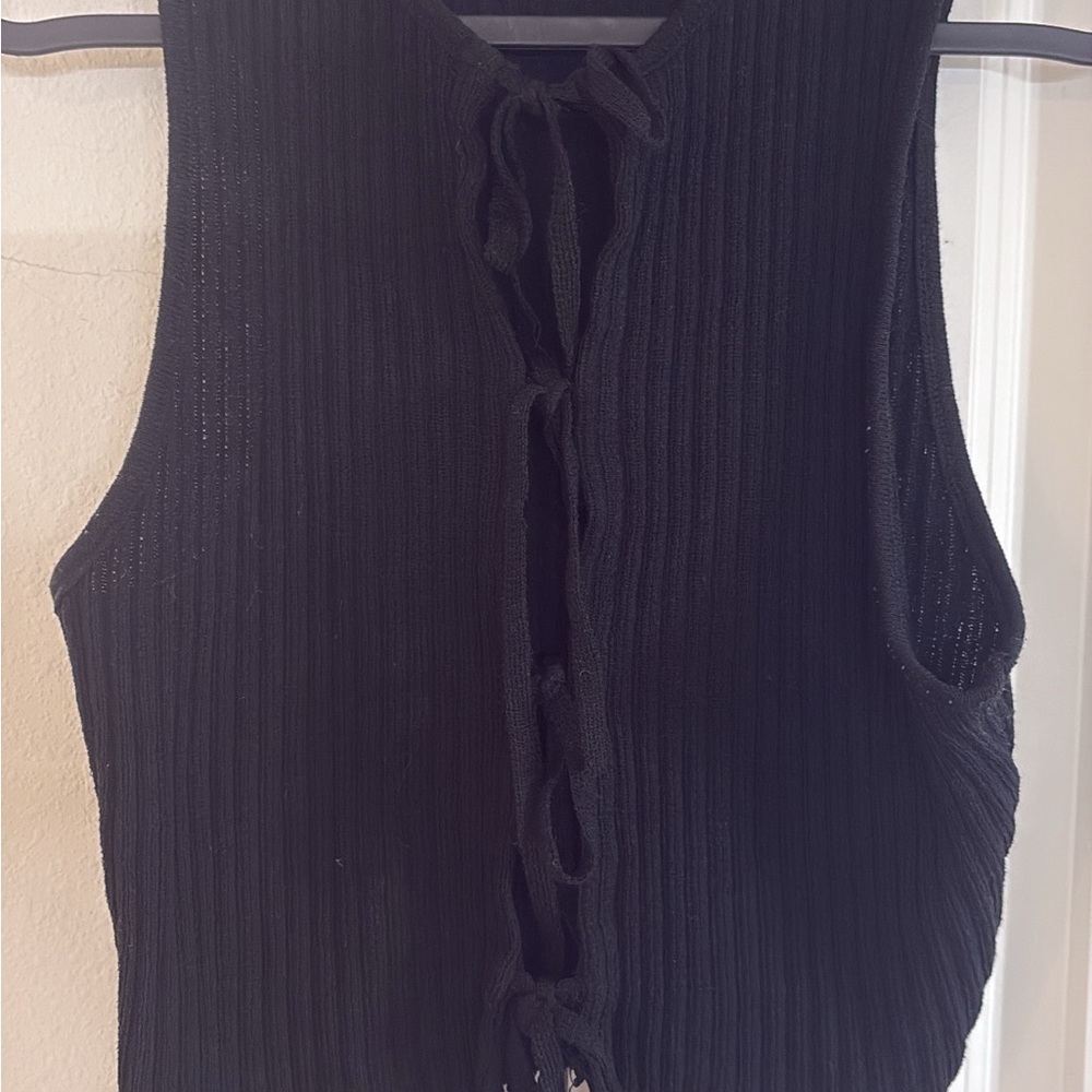 Zara Black Ribbed Tank Top - Picture 2 of 2
